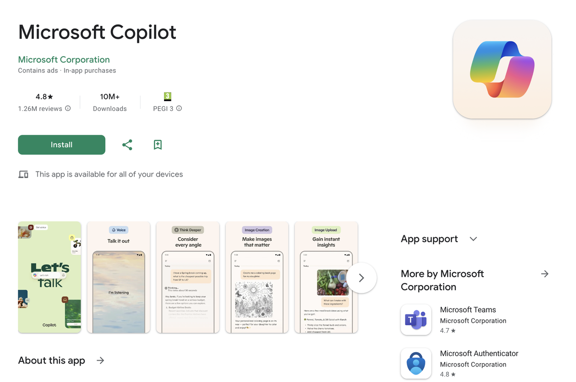 Microsoft Copilot for Android image
