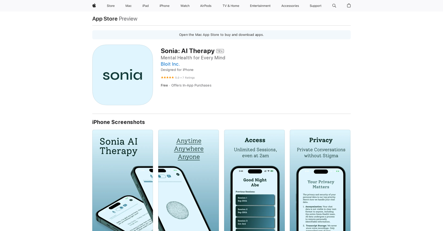 Sonia: AI Therapy image