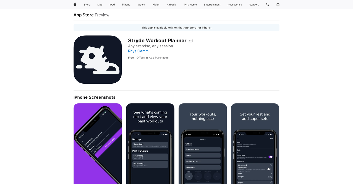 Stryde Workout Planner image