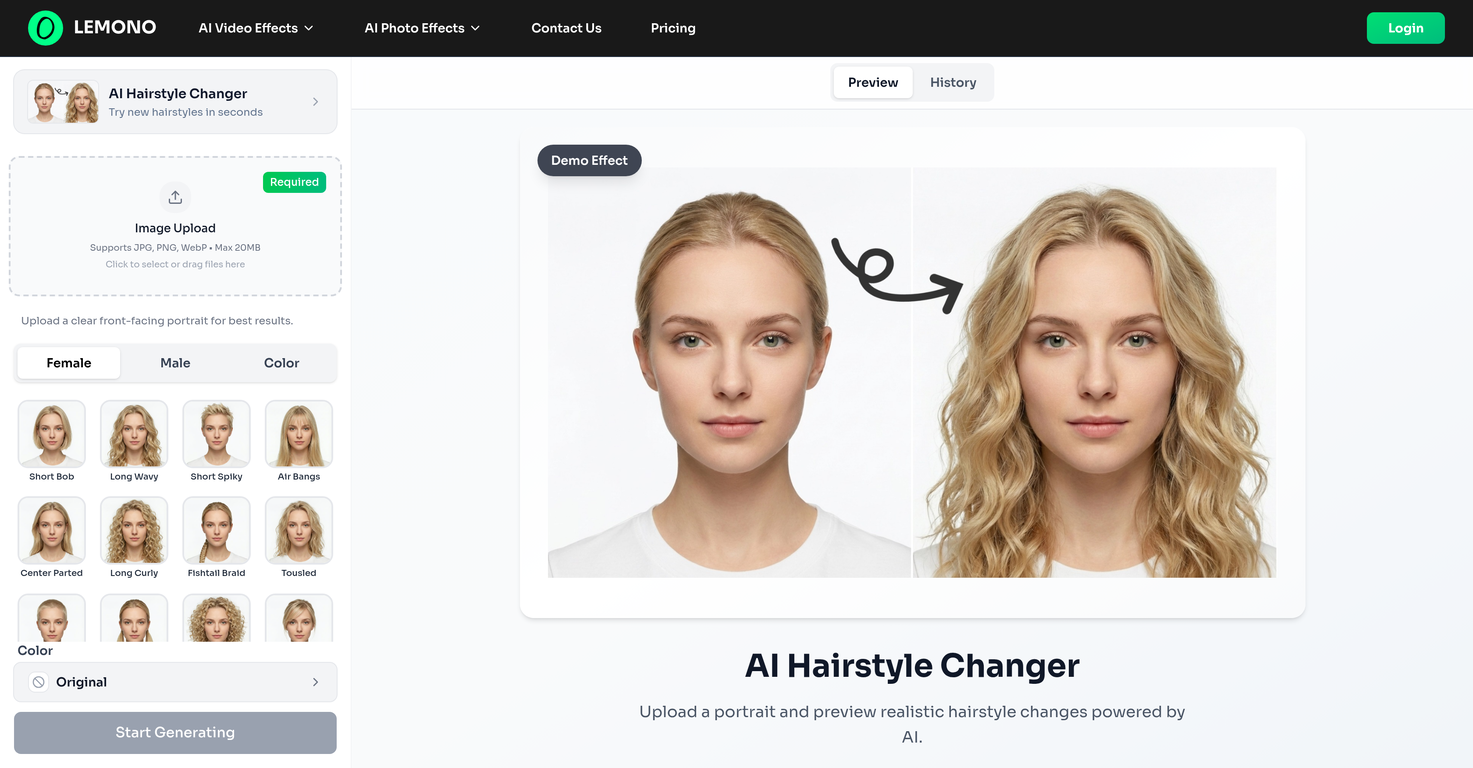 Hairstyle Changer by LEMONO AI image