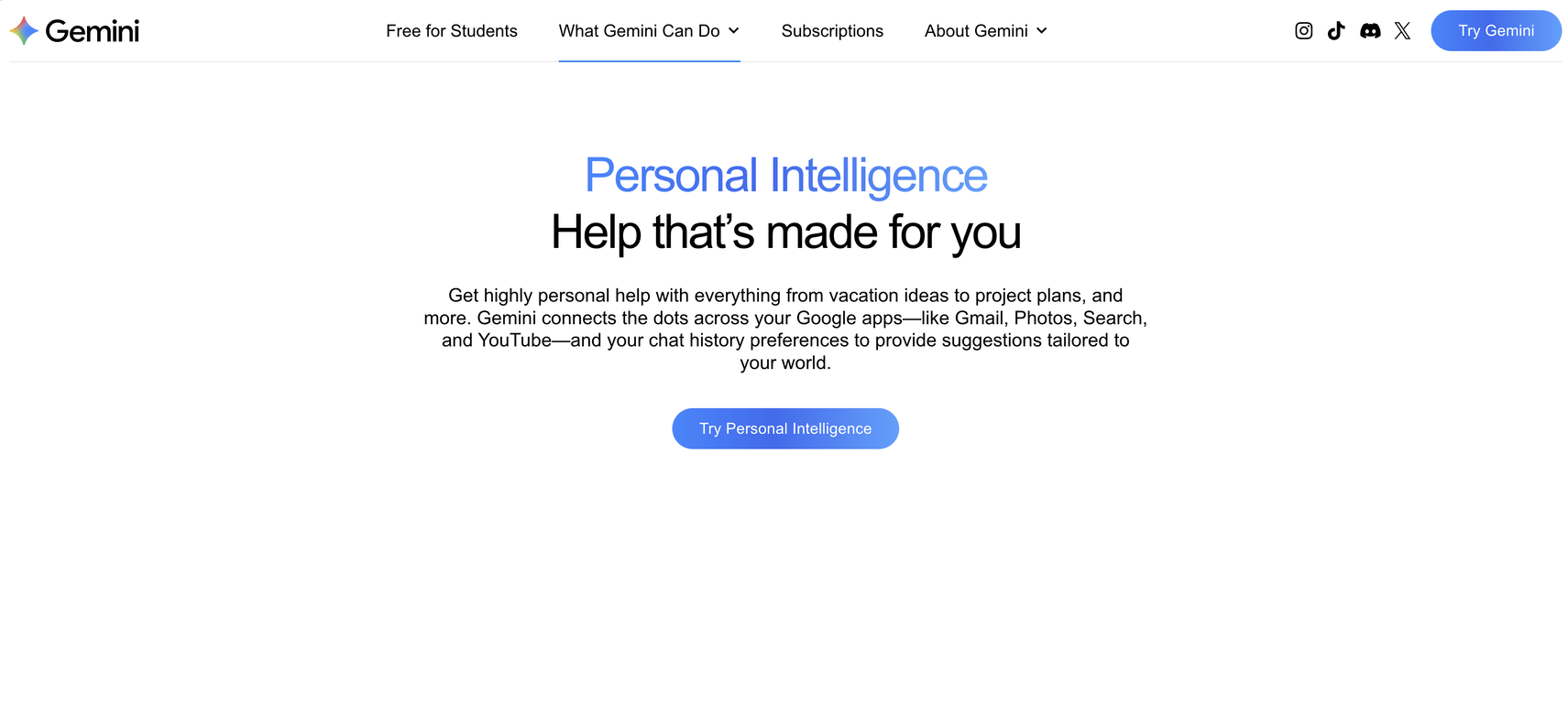 Gemini Personal Intelligence image