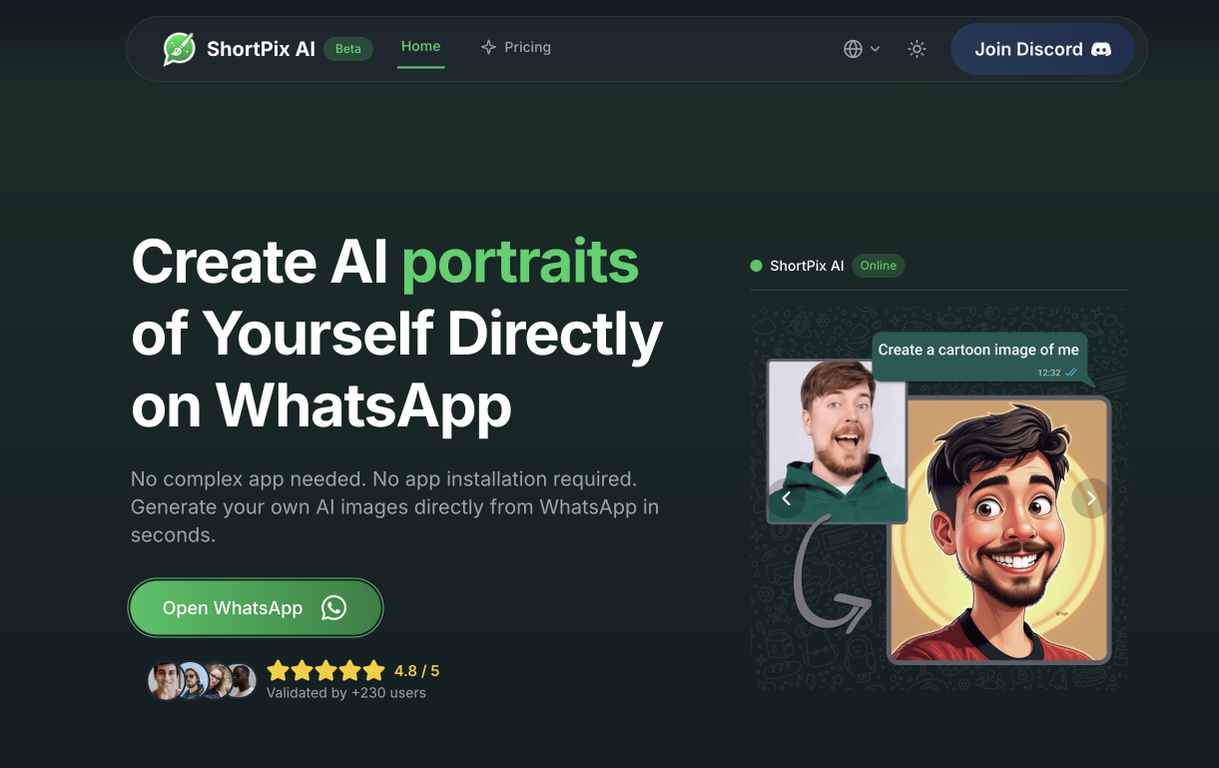 ShortPix AI: Your WhatsApp AI Artist image