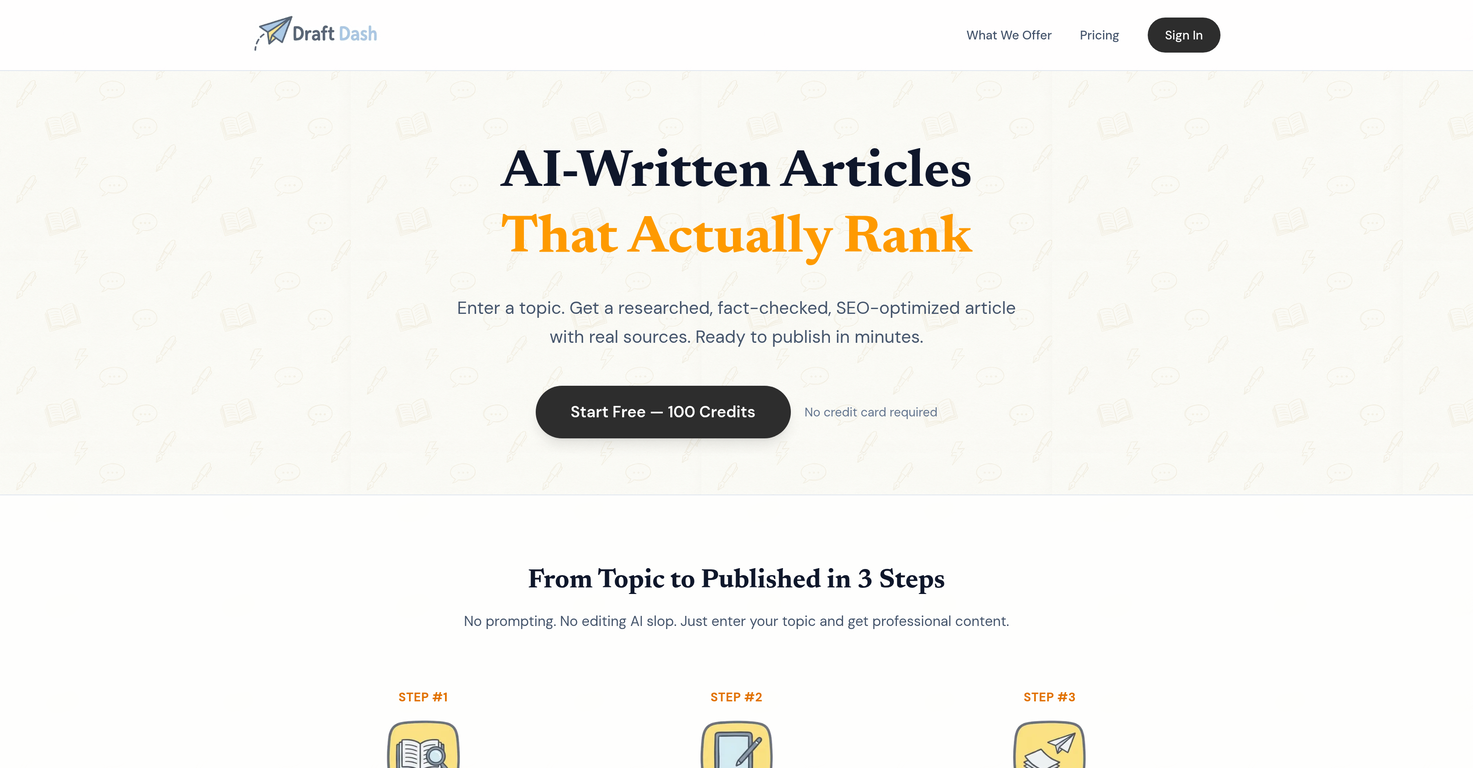 Draft Dash - AI Article Writer with Real Sources image