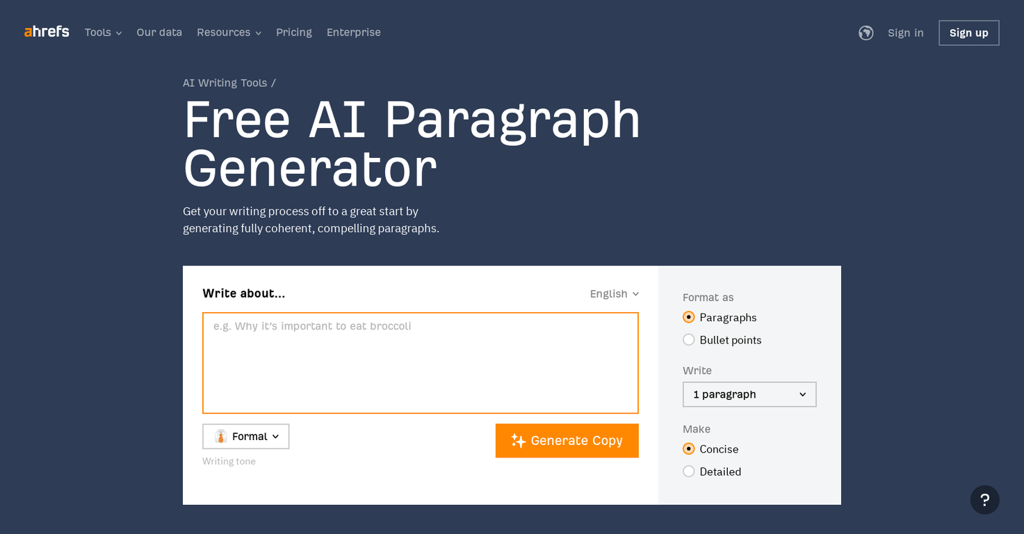 Ahrefs Paragraph Generator image