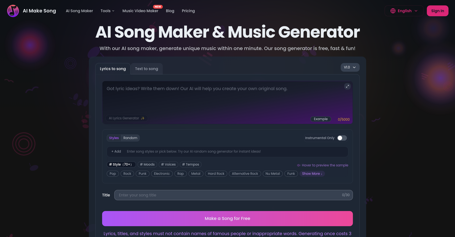 AI Make Song.com image