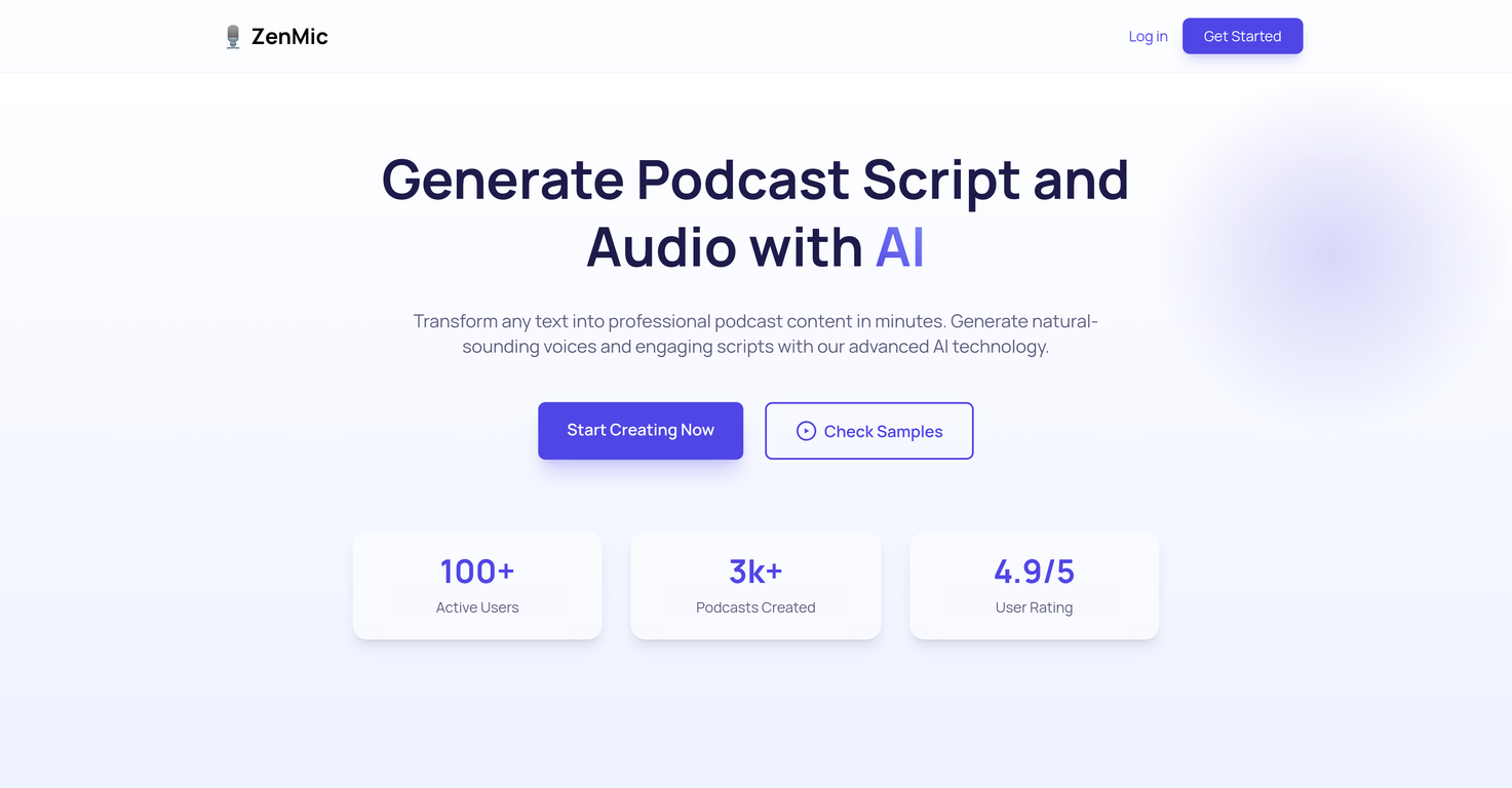 ZenMic - AI Podcast Generator image